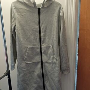 SHEIN Light Gray Hooded Utility Coat